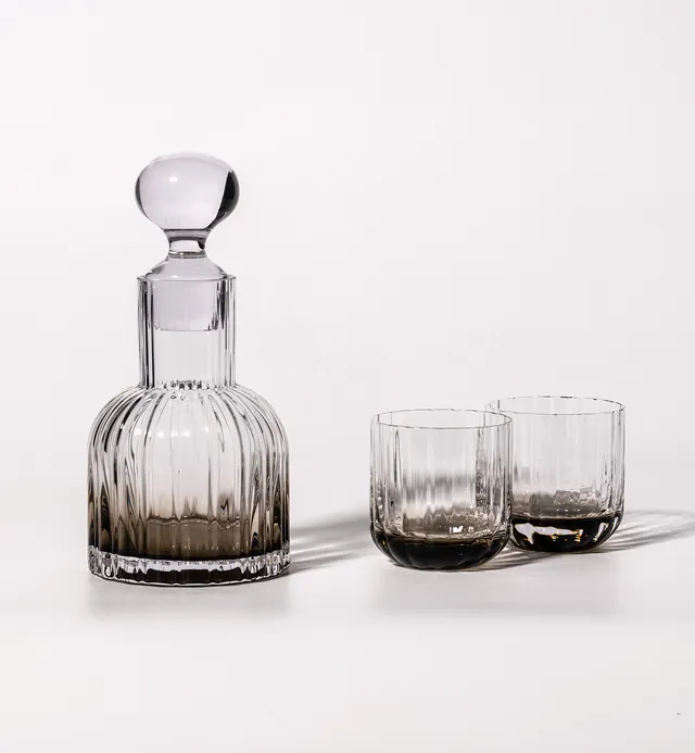 krosno-gemstone-carafe-eau-2-verres-quartz-fum image 1