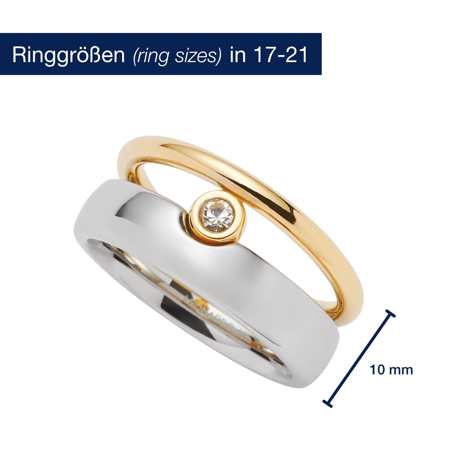 leonardo-claire-bague-21-bicolore-argent-dor-zircon image 4