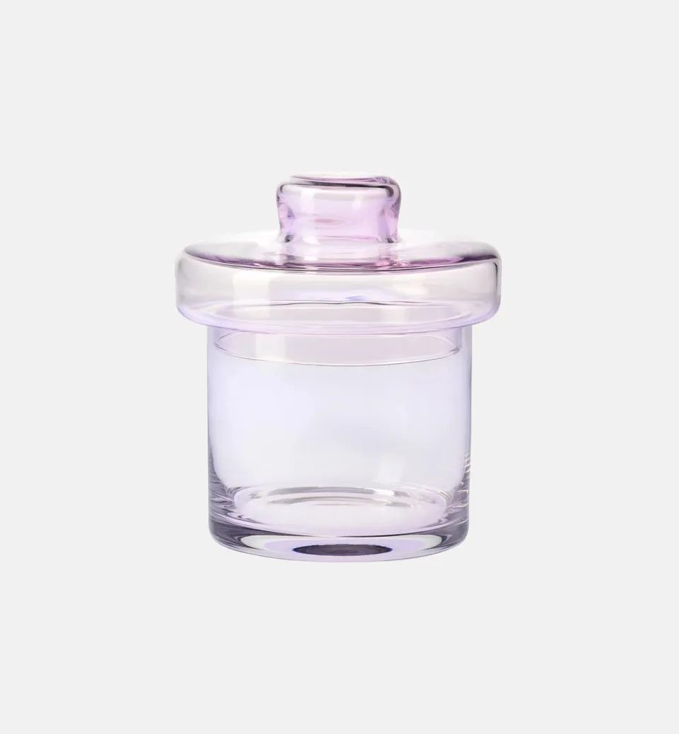 krosno-bocal-avec-couvercle-rose-quartz-21-5-cm-verre image 1