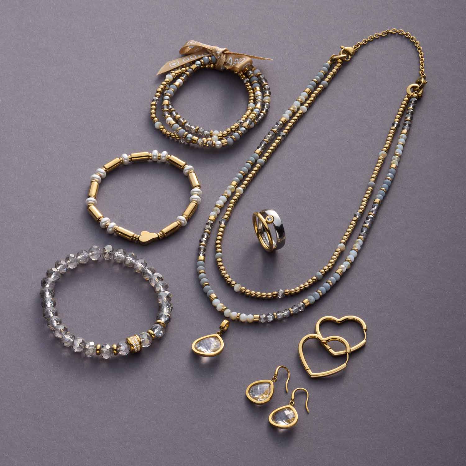 leonardo-berna-bracelet-dor-perles-grises-fum-es image 6