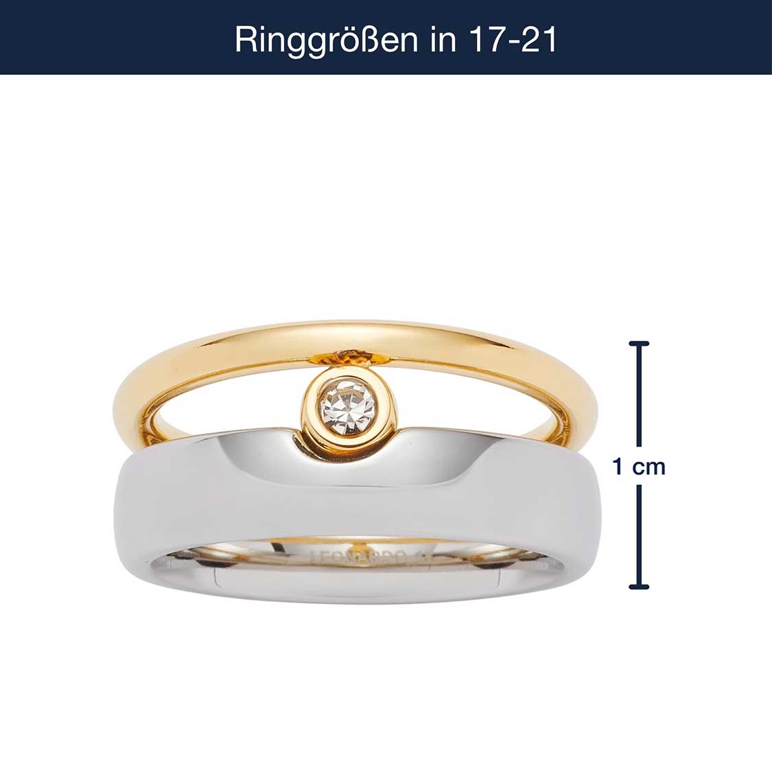 leonardo-claire-bague-19-bicolore-argent-dor-zircon image 4
