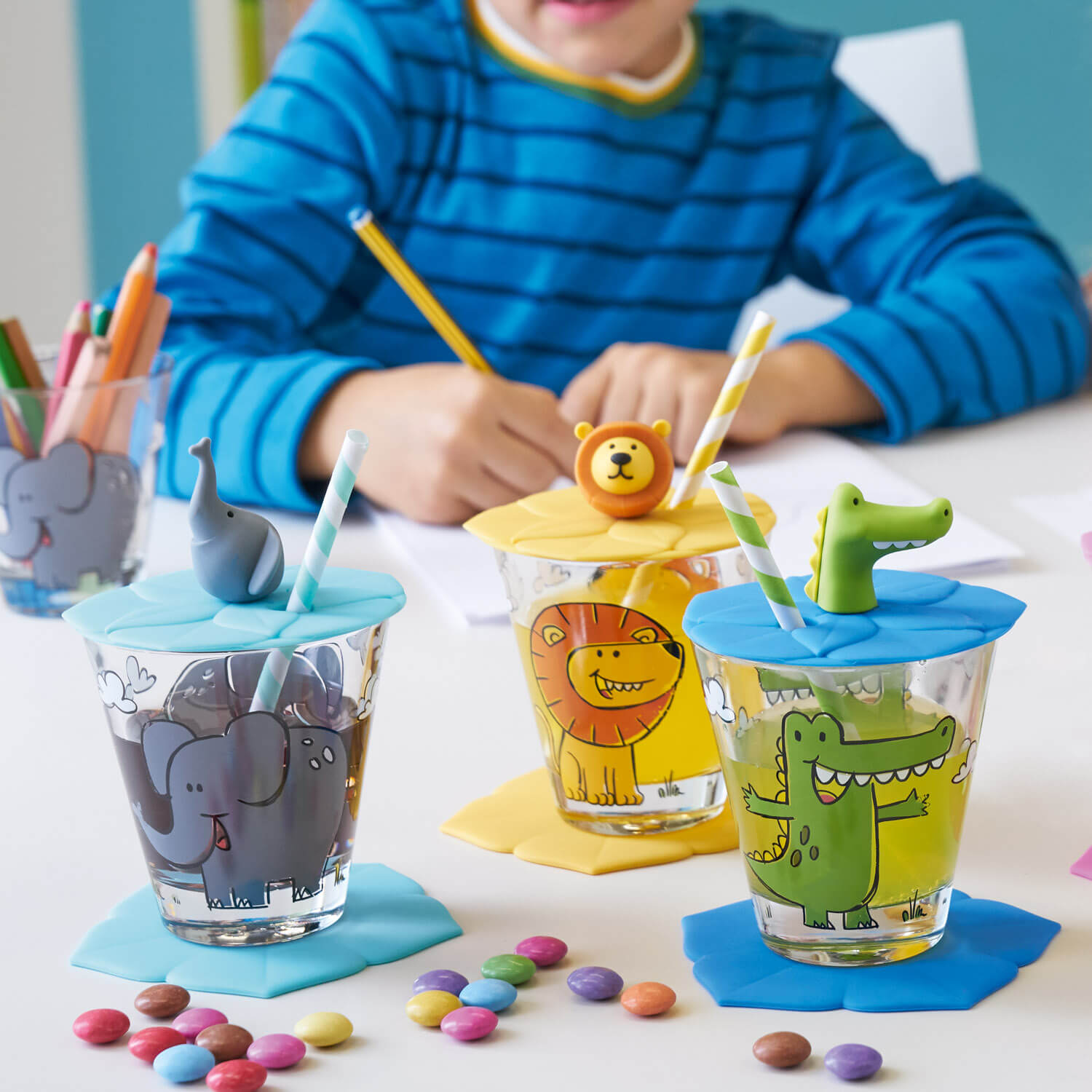 leonardo-bambini-couvercle-verre-9-cm-crocodile-bleu image 4