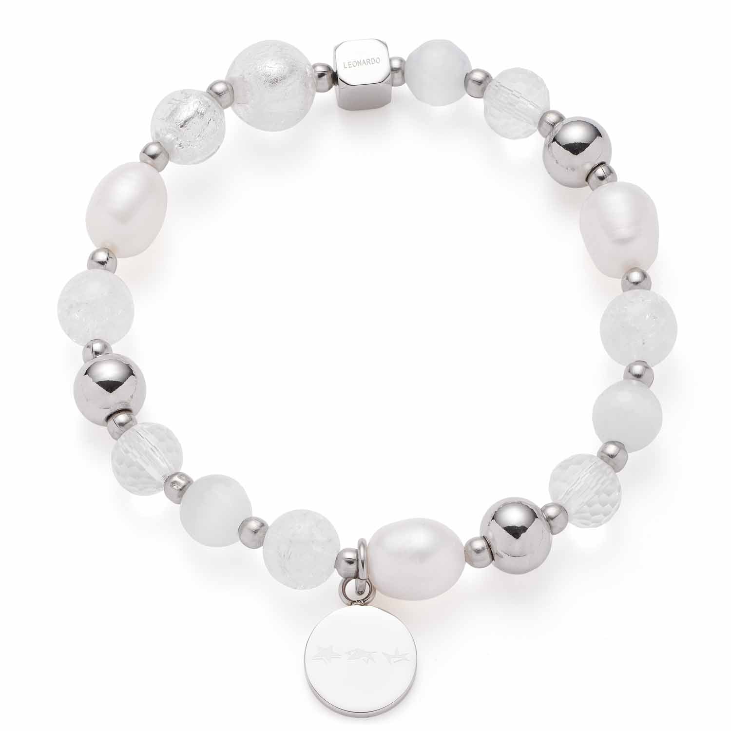 leonardo-hope-bracelet-perles-blanches-lastique-femme image 1