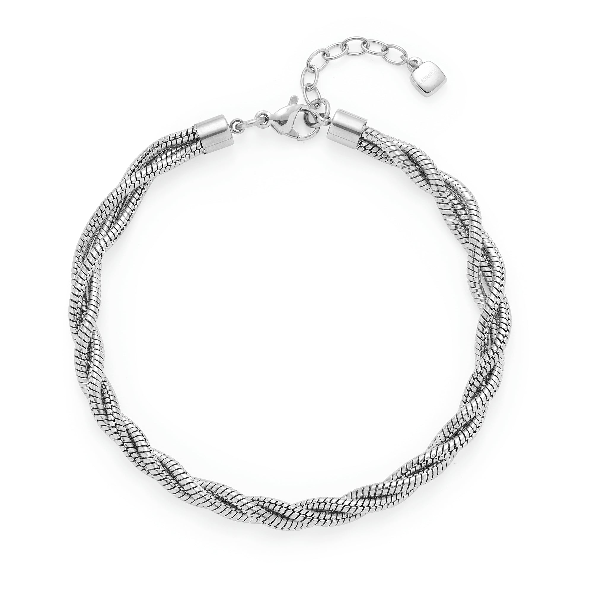 leonardo-sue-bracelet-acier-argent-cha-ne-serpent-r-glable image 1