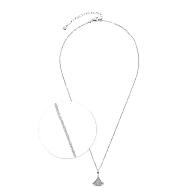 leonardo-simona-collier-argent-42-cm-pendentif-ventail-zirconia image 1