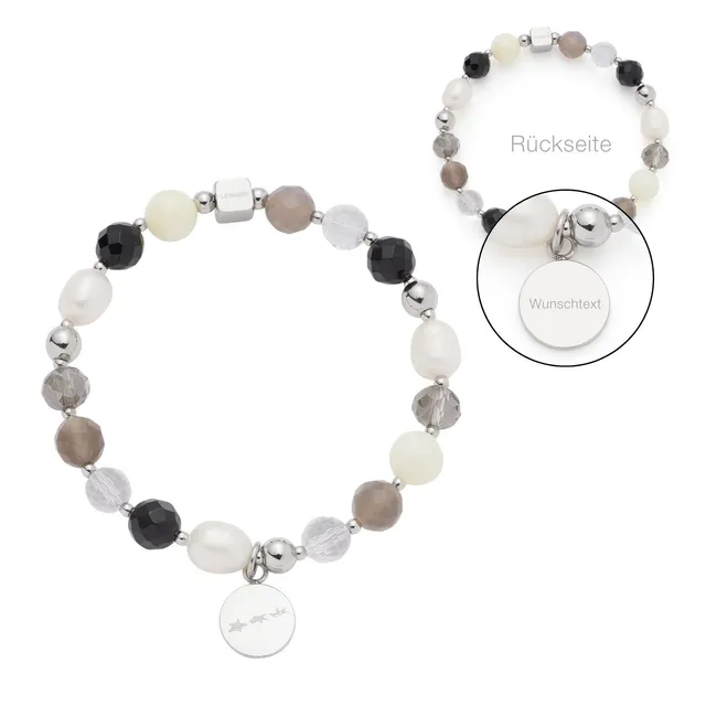 leonardo-hope-bracelet-argent-gris-gravure-perles-eau-douce image 1