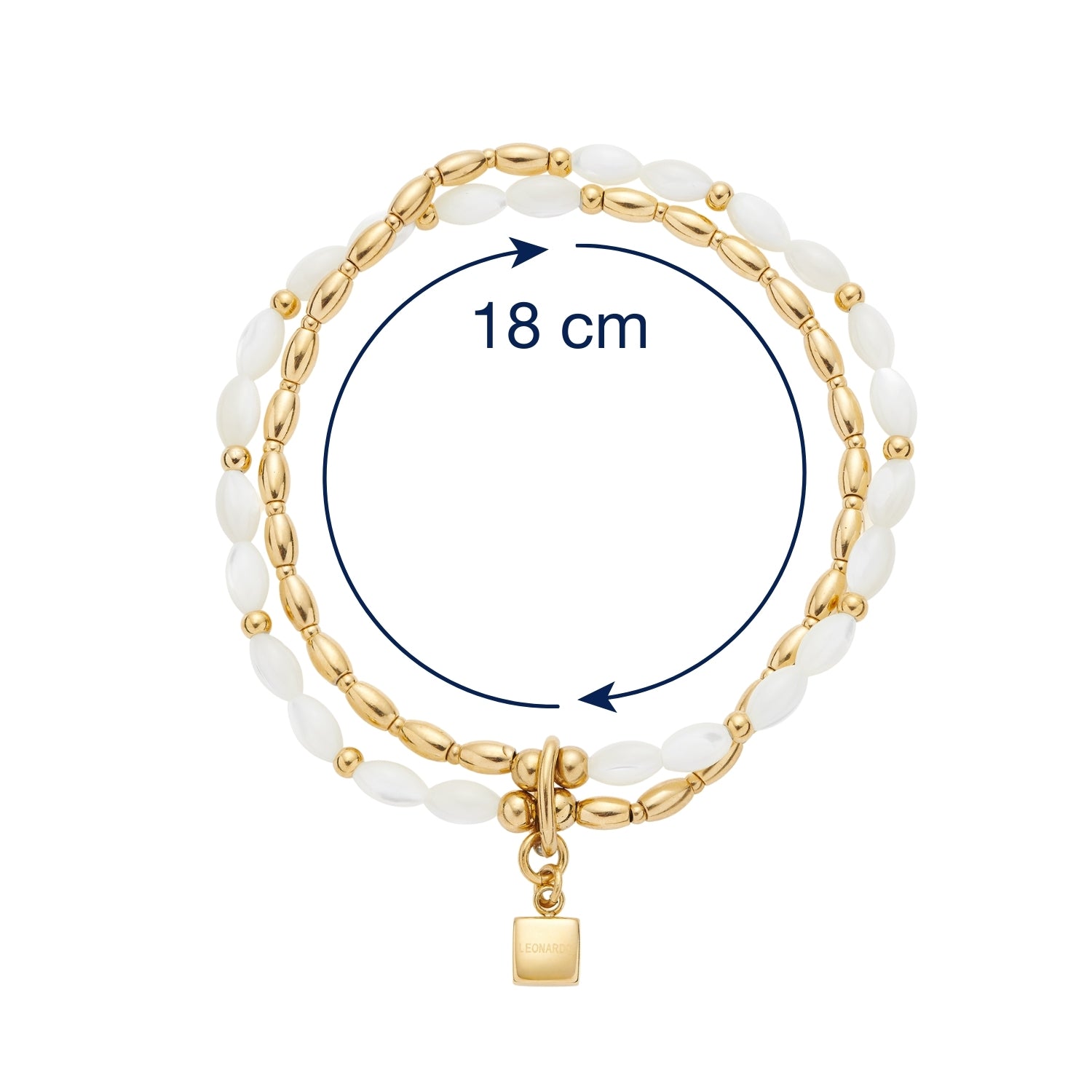 leonardo-welda-bracelet-dor-double-rang-nacre image 3