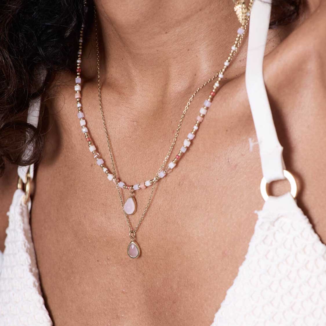 leonardo-shari-collier-42-cm-dor-perles-roses-goutte-ros-e image 2