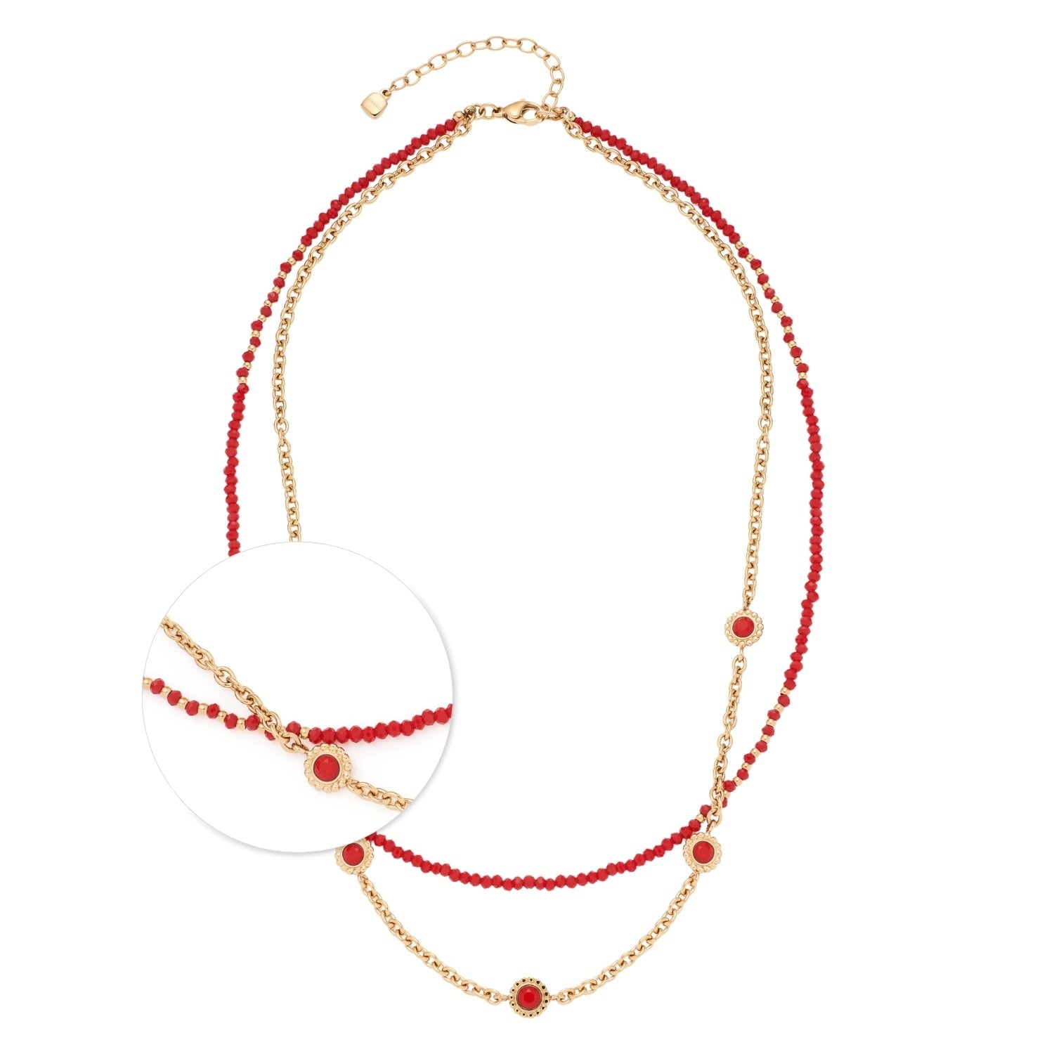 leonardo-florena-collier-42-cm-dor-rouge-fleurs image 1