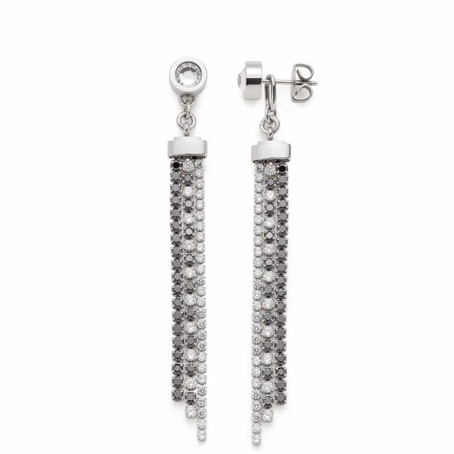 leonardo-atura-clous-d-oreilles-solitaire-zirconia-noir-argent image 1