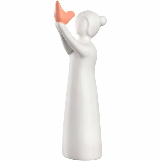 leonardo-luminosa-figurine-fille-oiseau-c-ramique-18-cm image 1