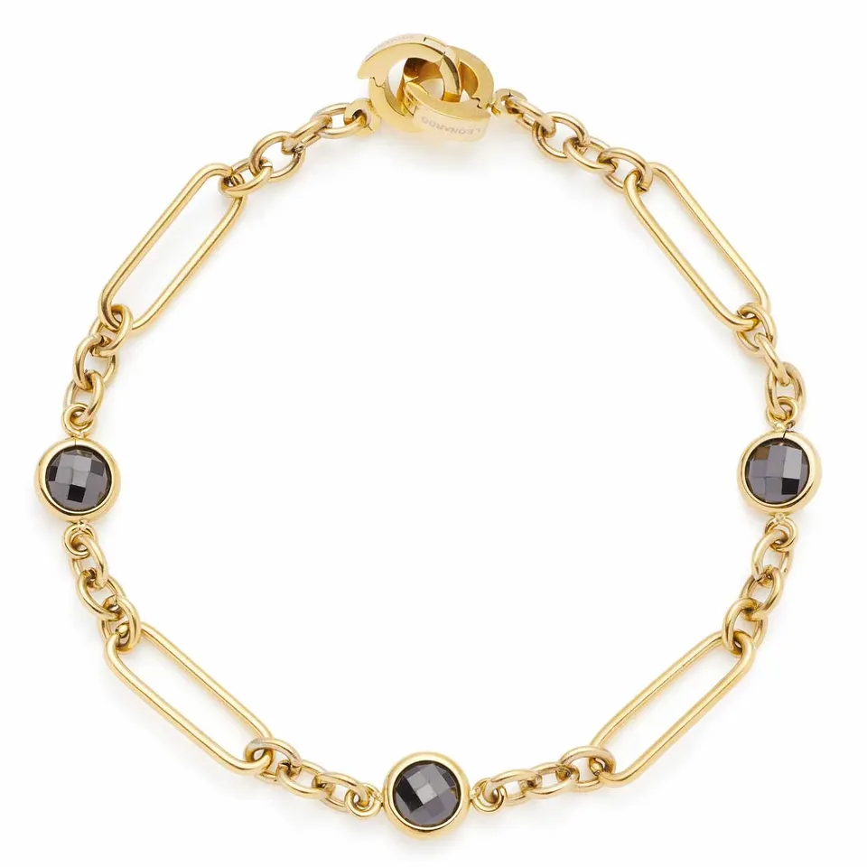 leonardo-delica-bracelet-or-clip-mix-pierres-noires image 1