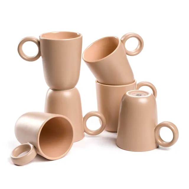 leonardo-roma-tasse-c-ramique-400-ml-abricot-lot-de-6-empilable image 1