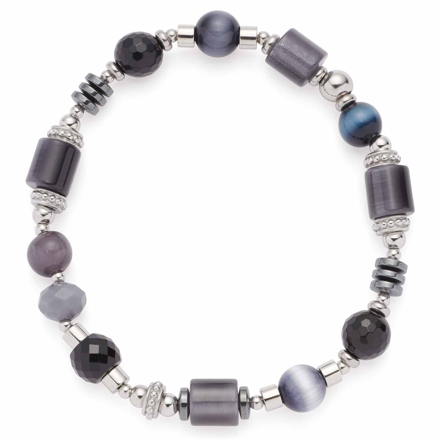 leonardo-casoria-bracelet-argent-perles-grises image 1