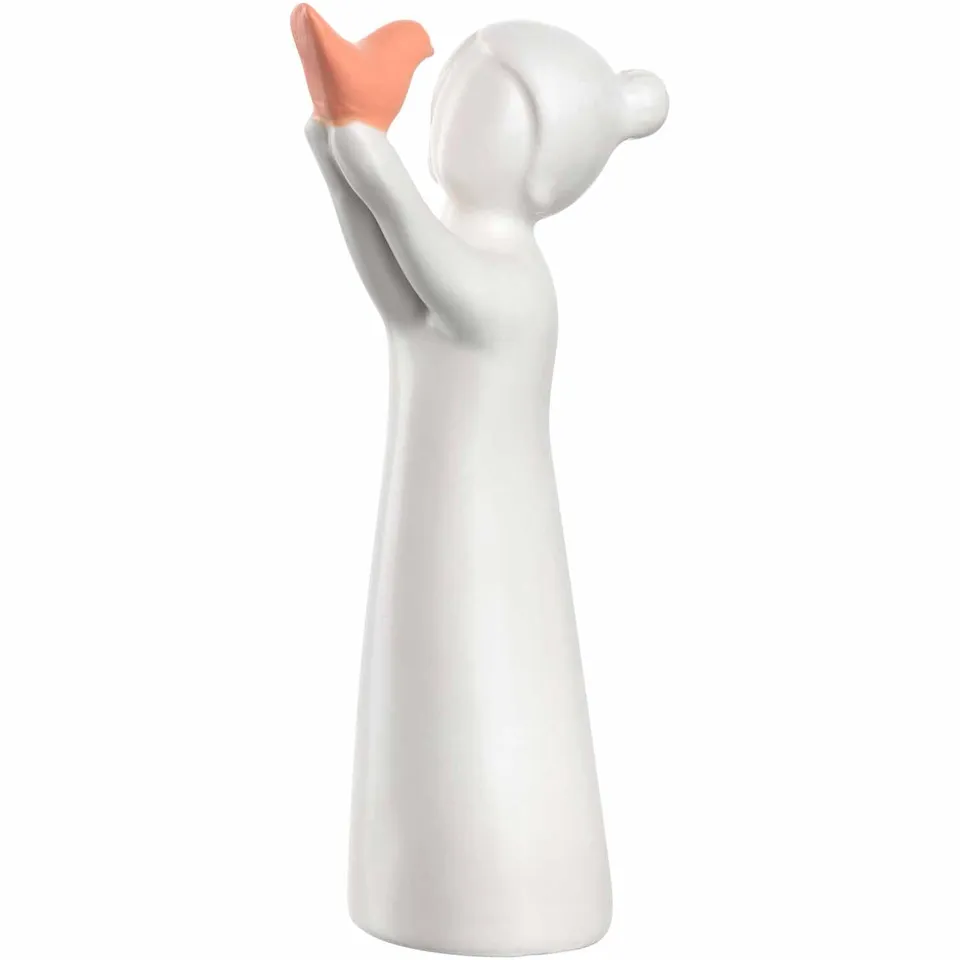 leonardo-luminosa-figurine-fille-oiseau-13-cm-blanc image 1