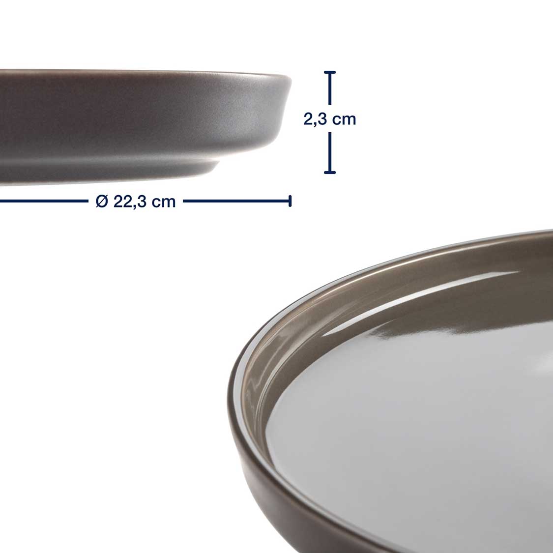 leonardo-roma-assiette-c-ramique-22-cm-taupe-lot-6 image 3