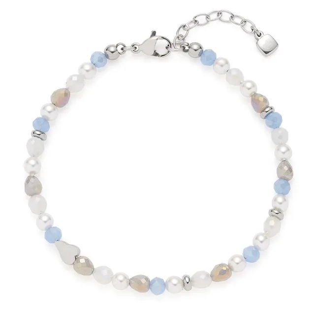 leonardo-franzi-bracelet-perles-bleues-acier-femme image 1