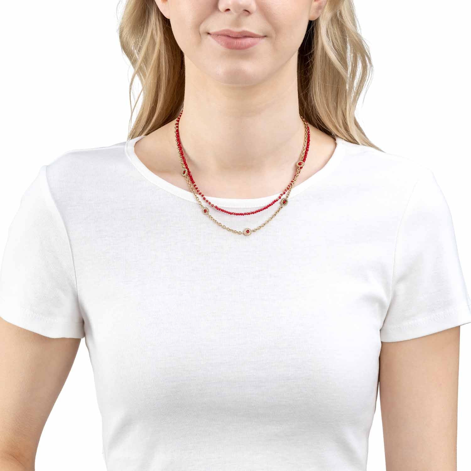 leonardo-florena-collier-42-cm-dor-rouge-fleurs image 3