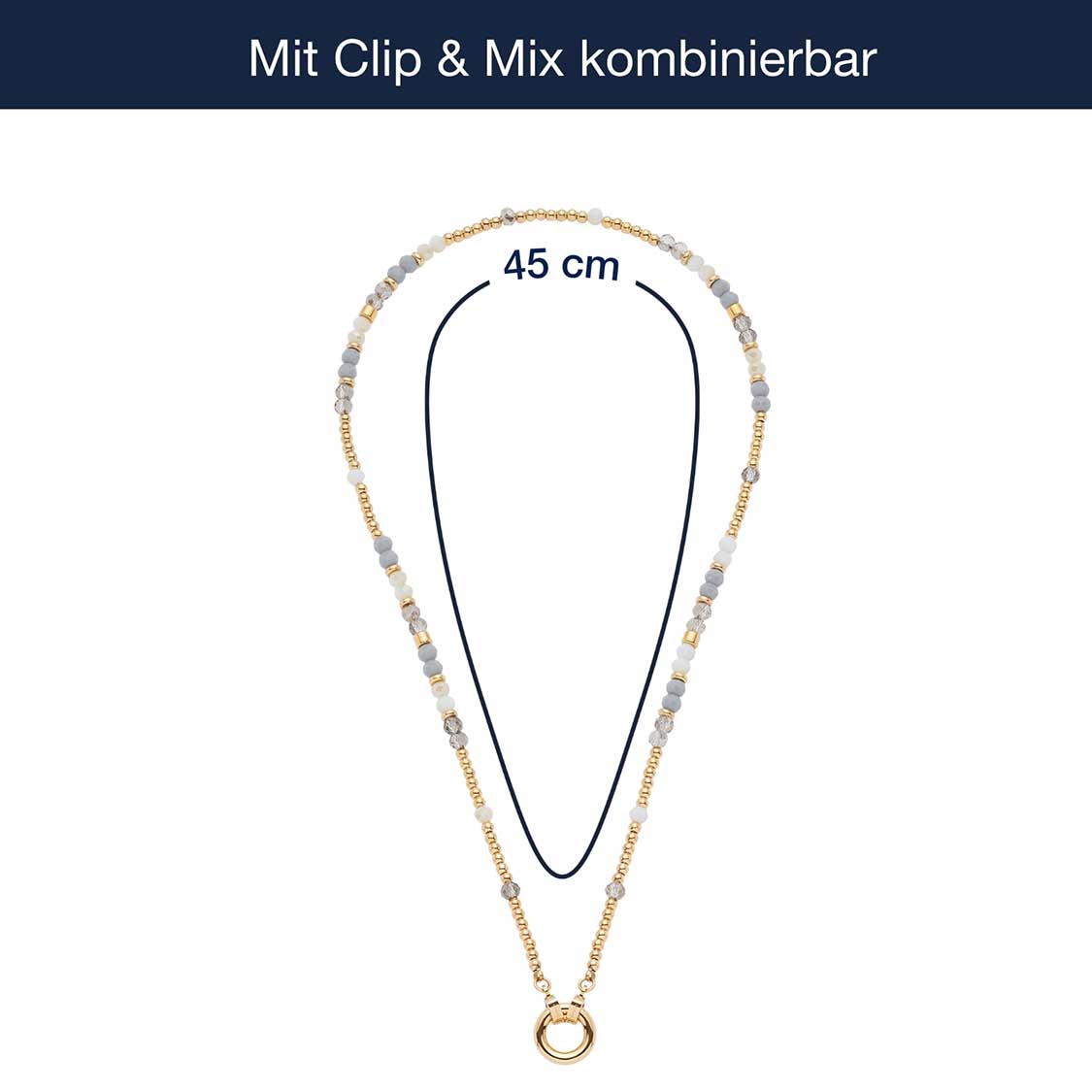 leonardo-bernie-clip-mix-collier-45-cm-dor-perles image 4