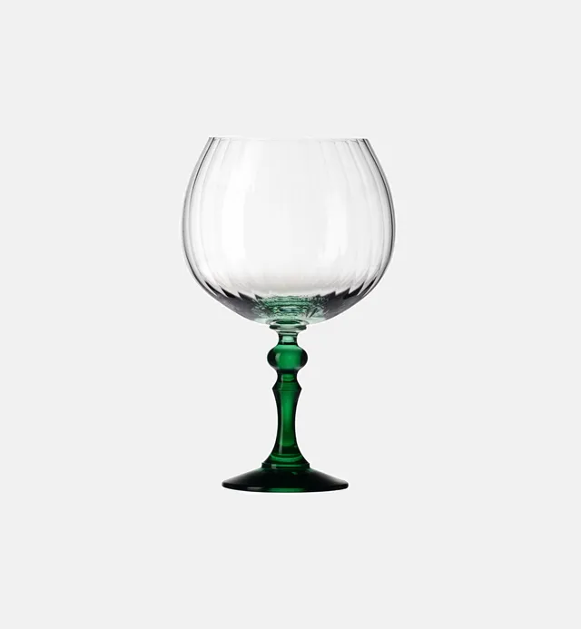 krosno-bubble-verre-gin-660-ml-pied-vert-fonc-stri image 1