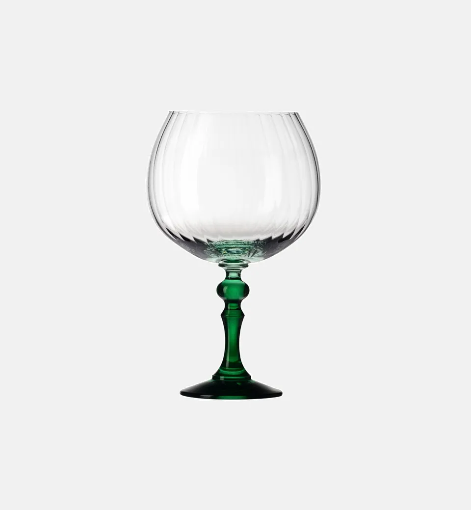 krosno-bubble-verre-gin-660-ml-pied-vert-fonc-stri image 1