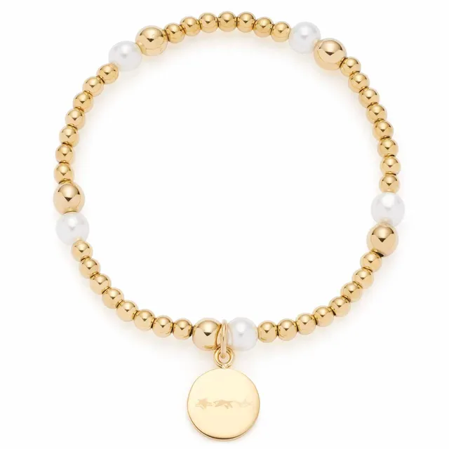 leonardo-mathilde-bracelet-perles-blanches-lastique-dor image 1