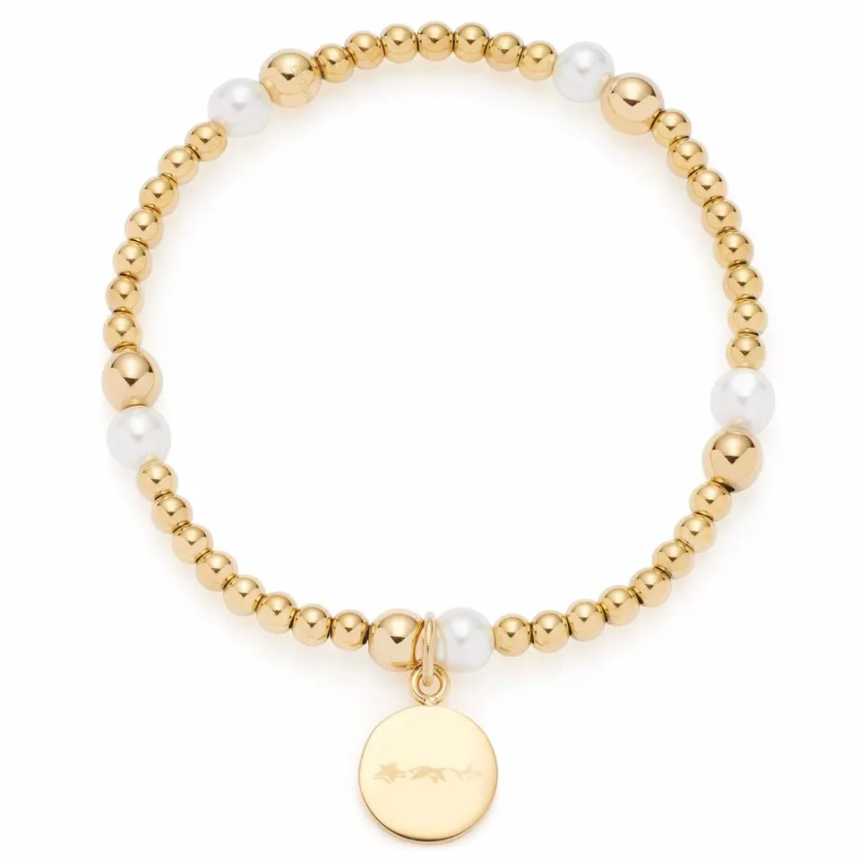 leonardo-mathilde-bracelet-perles-blanches-lastique-dor image 1