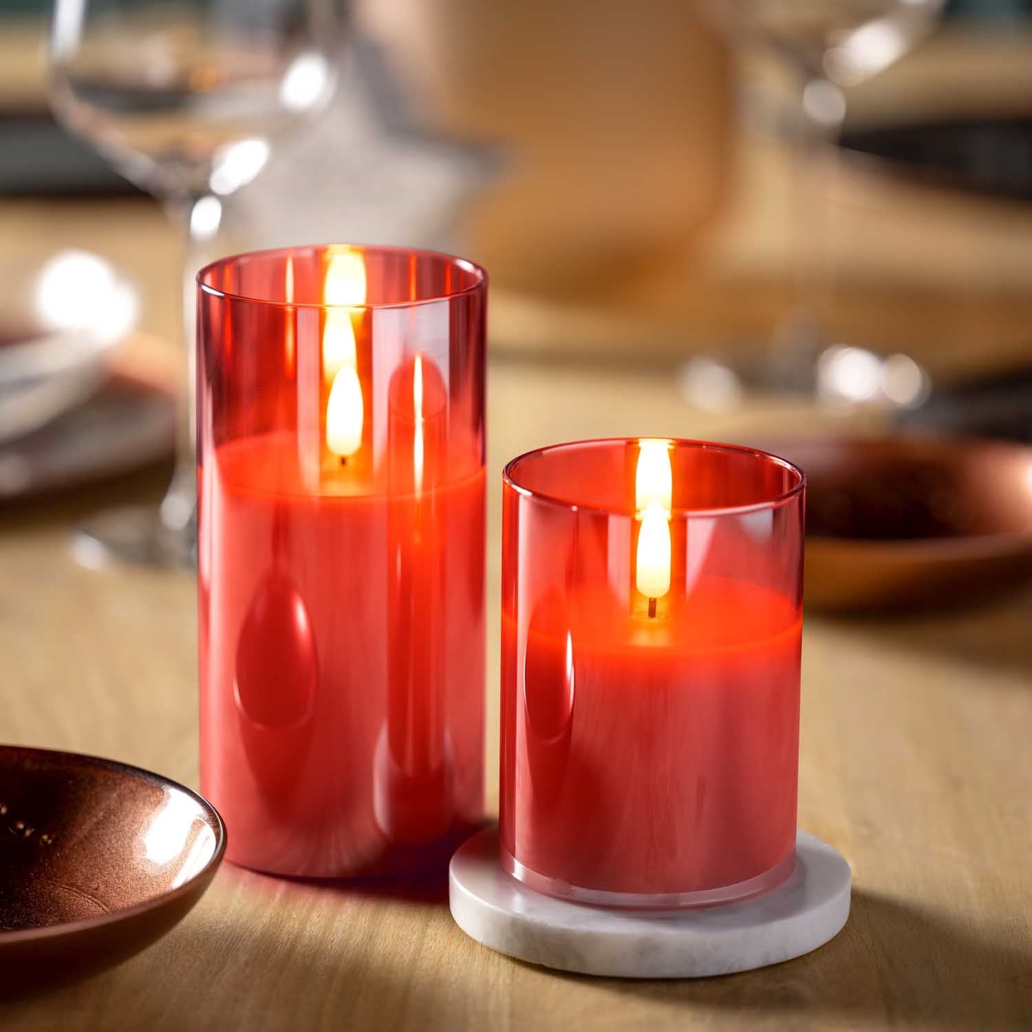 leonardo-autentico-bougie-led-rouge-10x8-cm-vacillante image 3