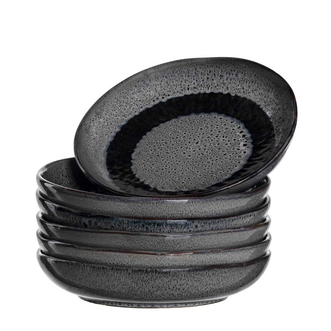leonardo-matera-assiette-creuse-c-ramique-anthracite-21-cm-lot-6 image 1