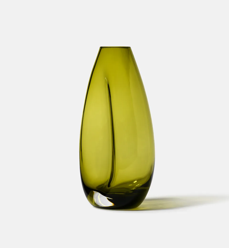 krosno-flow-vase-cristal-28-cm-vert-olive image 1