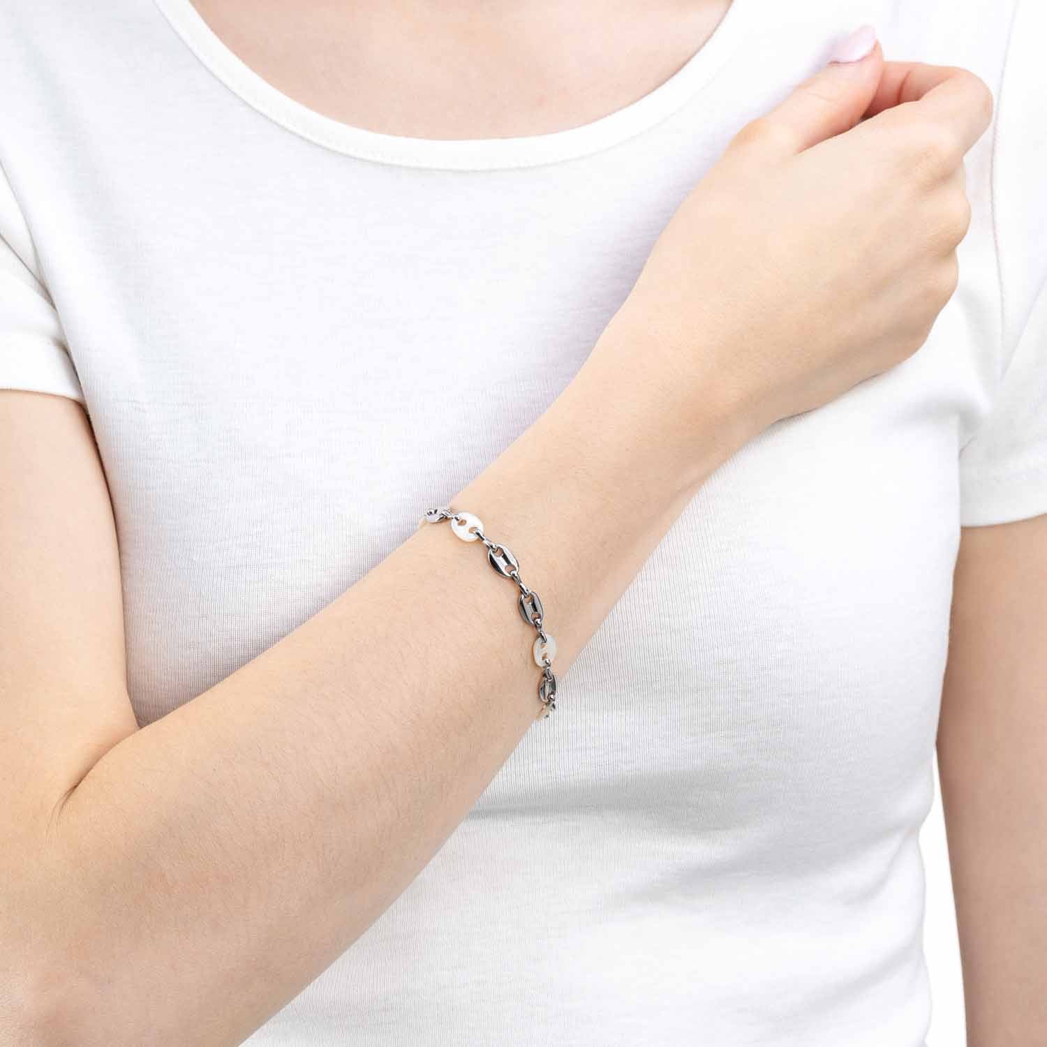 leonardo-lindi-bracelet-nacre-acier-argent image 2