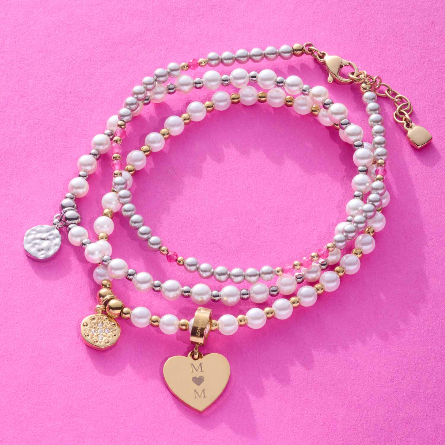 leonardo-ciao-pinky-bracelet-dor-perles-roses image 7