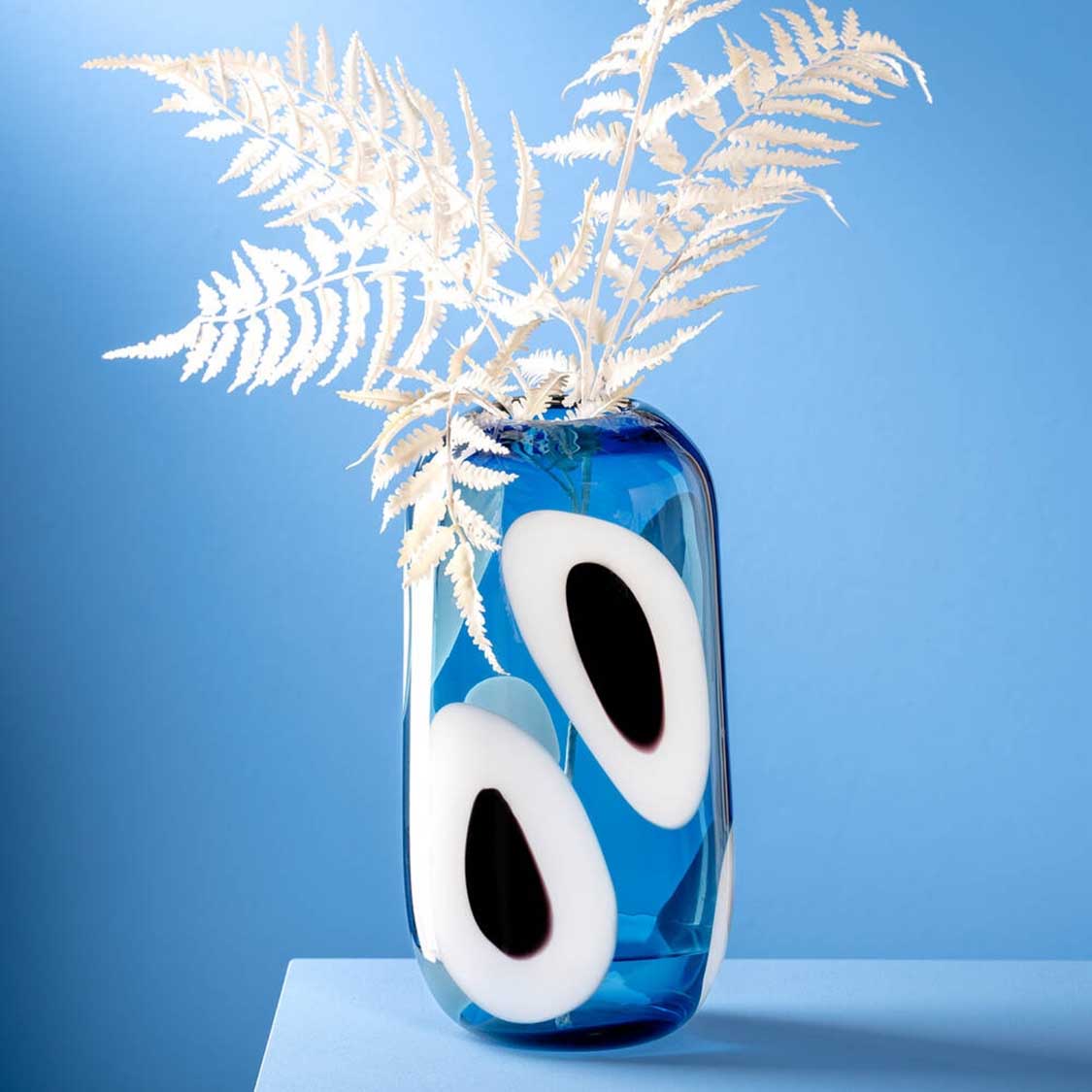 leonardo-occhi-blu-vase-bleu-verre-33-cm-fait-main image 5