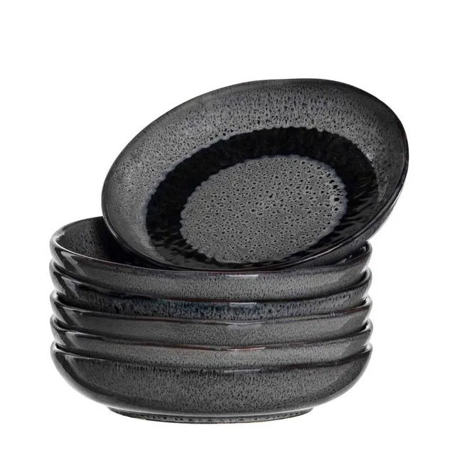leonardo-matera-assiette-creuse-c-ramique-anthracite-21-cm-lot-6 image 1