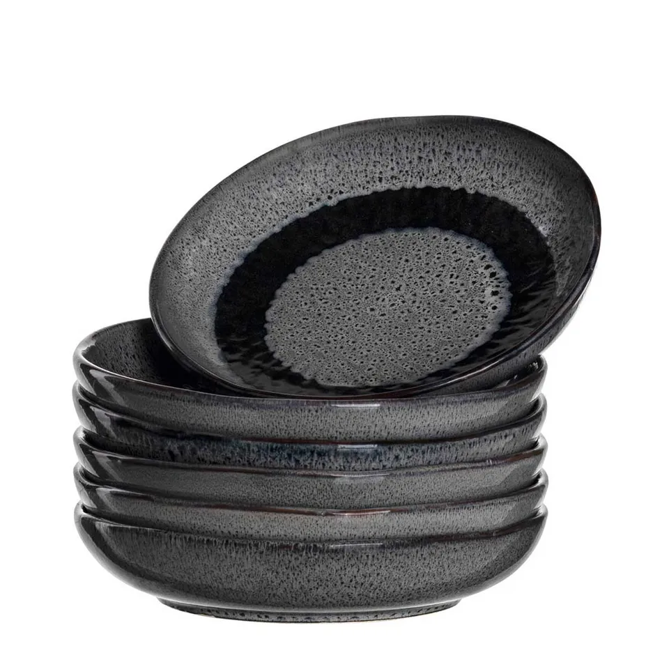 leonardo-matera-assiette-creuse-c-ramique-anthracite-21-cm-lot-6 image 1