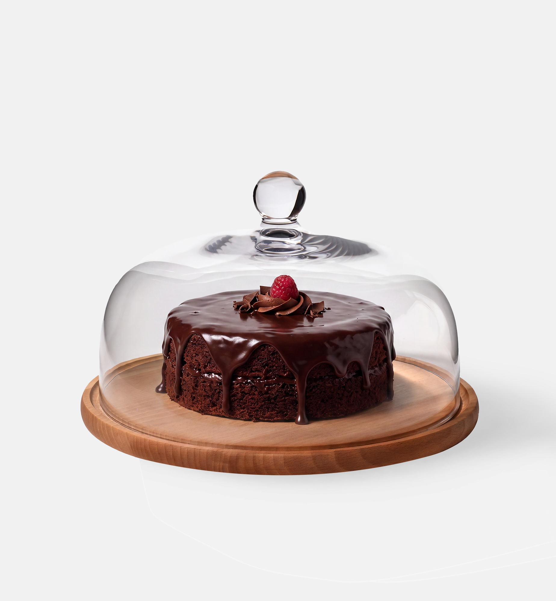 krosno-glamour-cloche-verre-plateau-bois-28-5-cm image 3