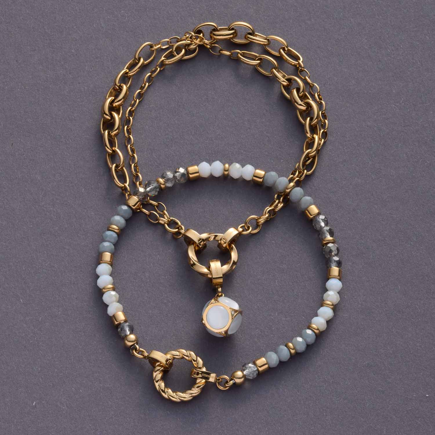leonardo-ida-pendentif-clip-mix-dor-boule-blanche image 2
