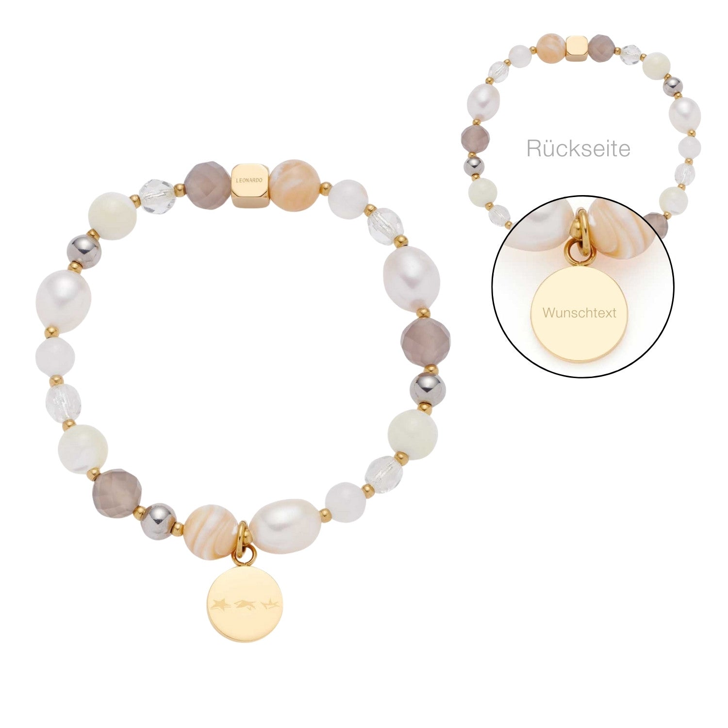 leonardo-hope-bracelet-bicolore-gravure-perles image 1