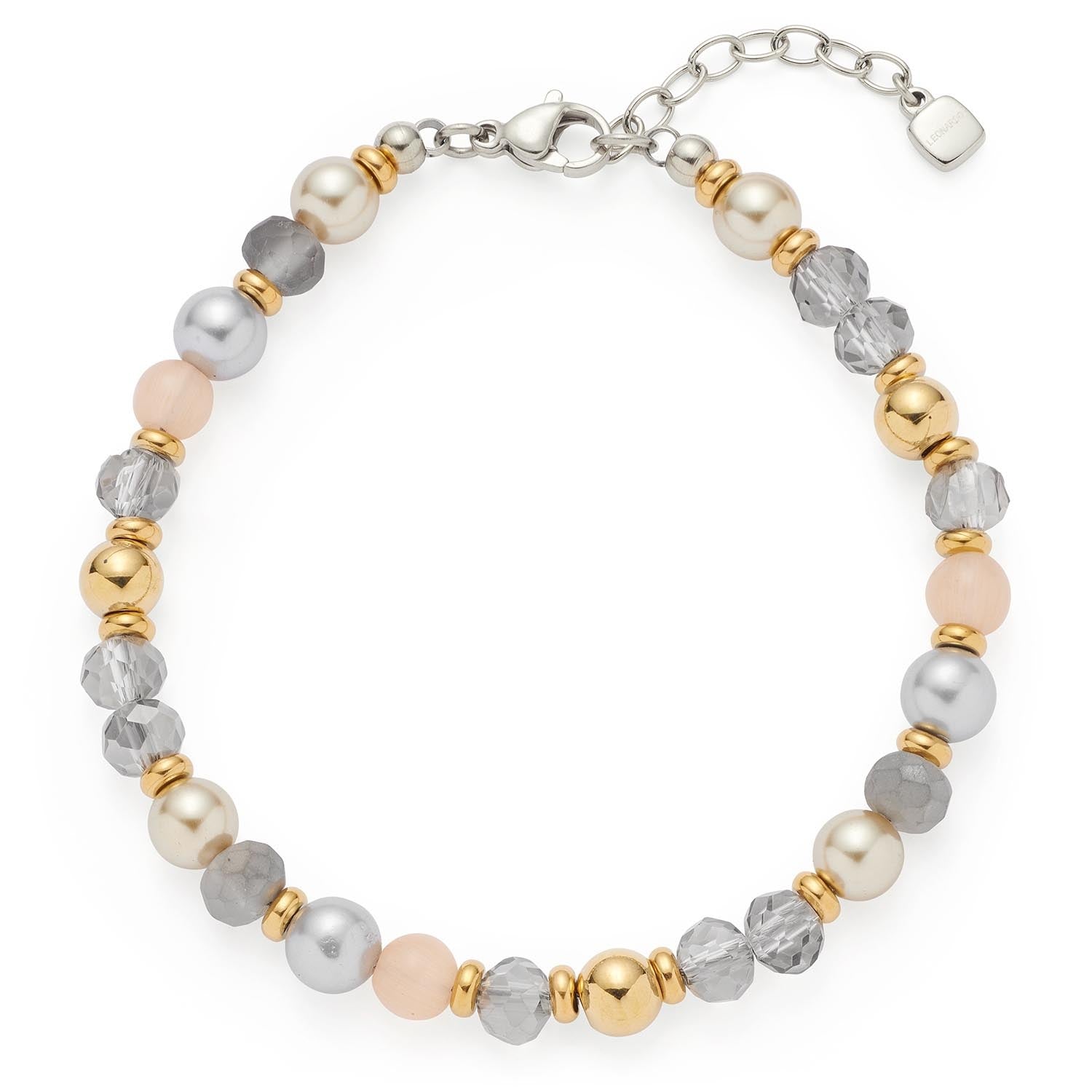 leonardo-clip-mix-hilde-bracelet-perles-gris-dor image 1