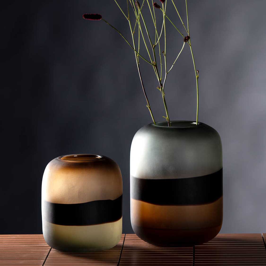 leonardo-corso-sabbia-vase-verre-marron-25-cm-fait-main image 8