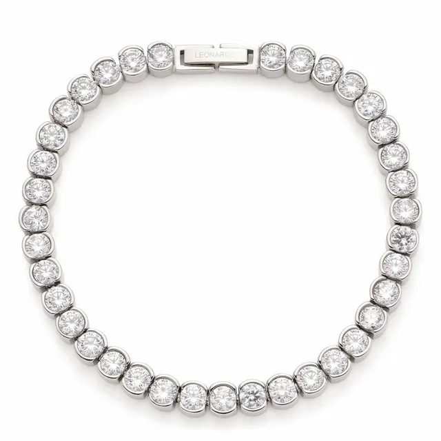 leonardo-cremona-bracelet-tennis-argent-zircons-blancs image 1