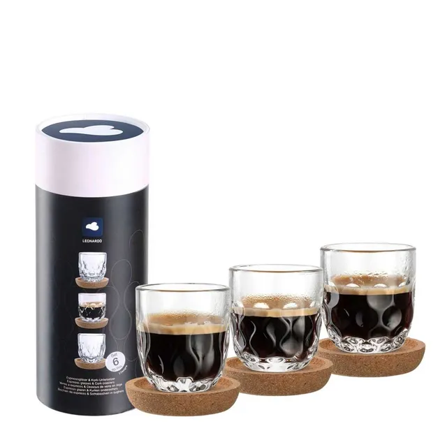 leonardo-gocce-verres-espresso-6-pi-ces-avec-li-ge image 1