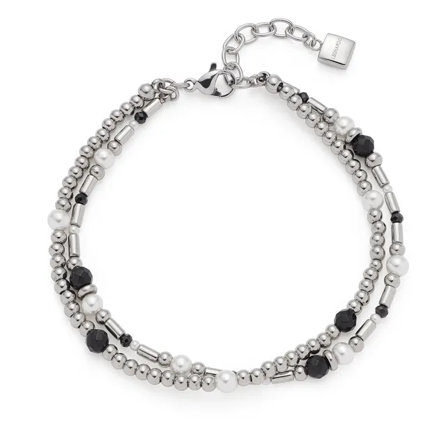 leonardo-sabine-bracelet-perles-noir-blanc-argent image 1