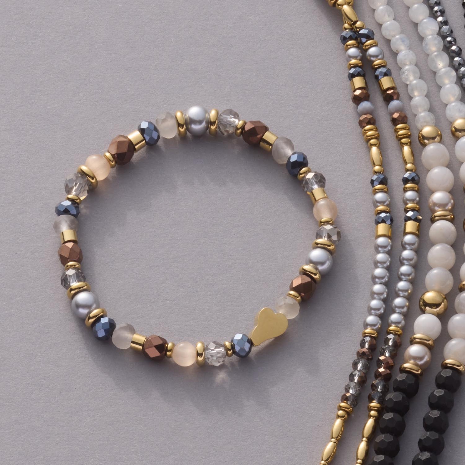 leonardo-sylvie-bracelet-perles-bleu-nuit-dor image 2