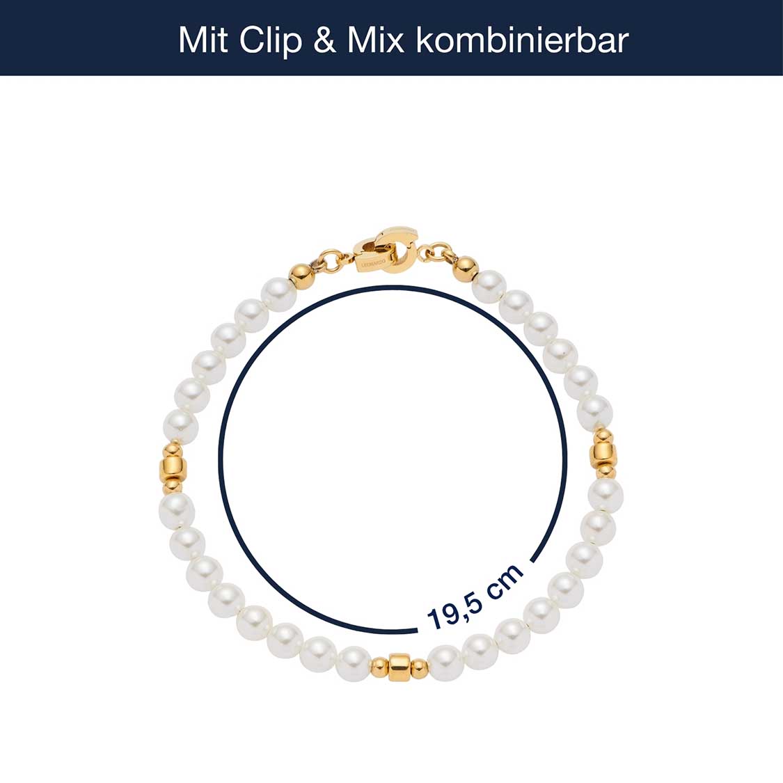 leonardo-christa-clip-mix-bracelet-dor-perles-blanches image 4
