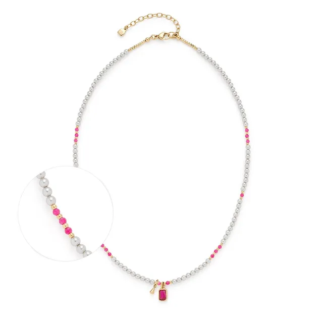 leonardo-ciao-pinky-collier-dor-perles-roses-42-cm image 1