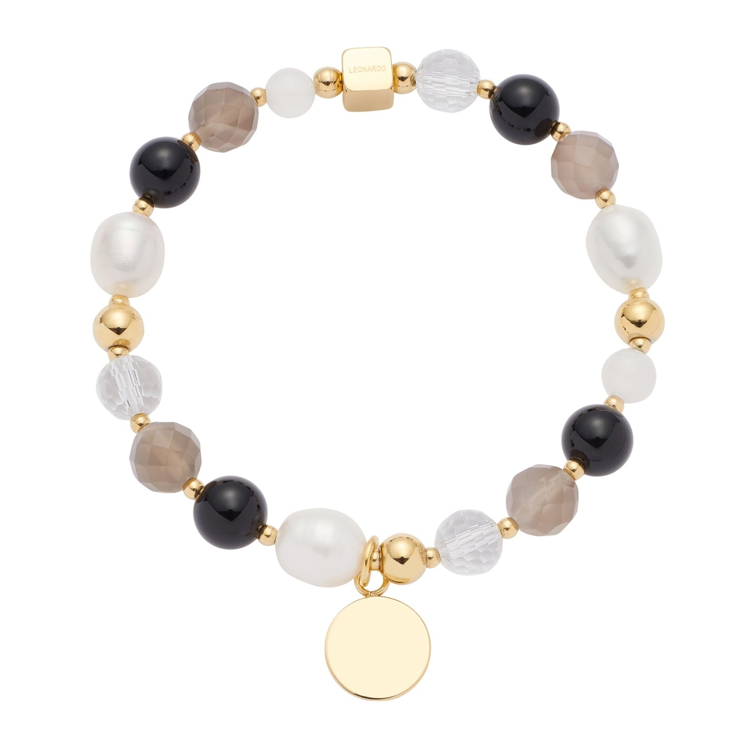 leonardo-hope-bracelet-dor-gris-gravure-perles image 2