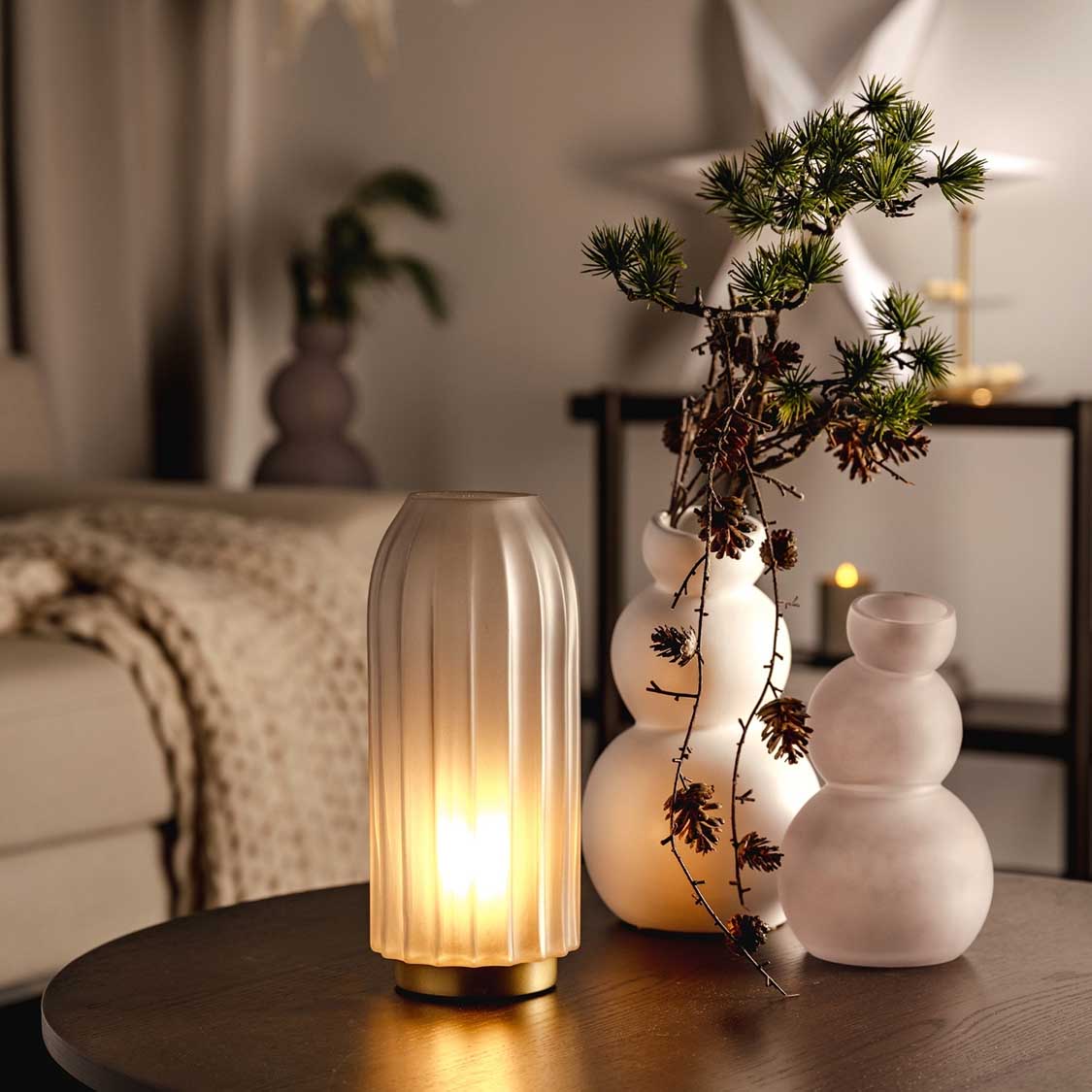 leonardo-silenzio-lampe-led-gris-satin-28-cm-socle-dor image 2