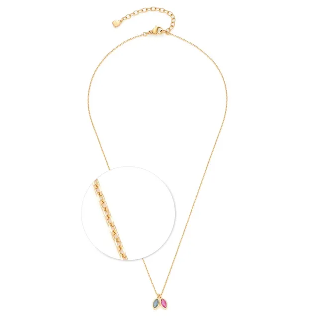 leonardo-may-collier-42-cm-dor-pendentifs-bleu-rose image 1
