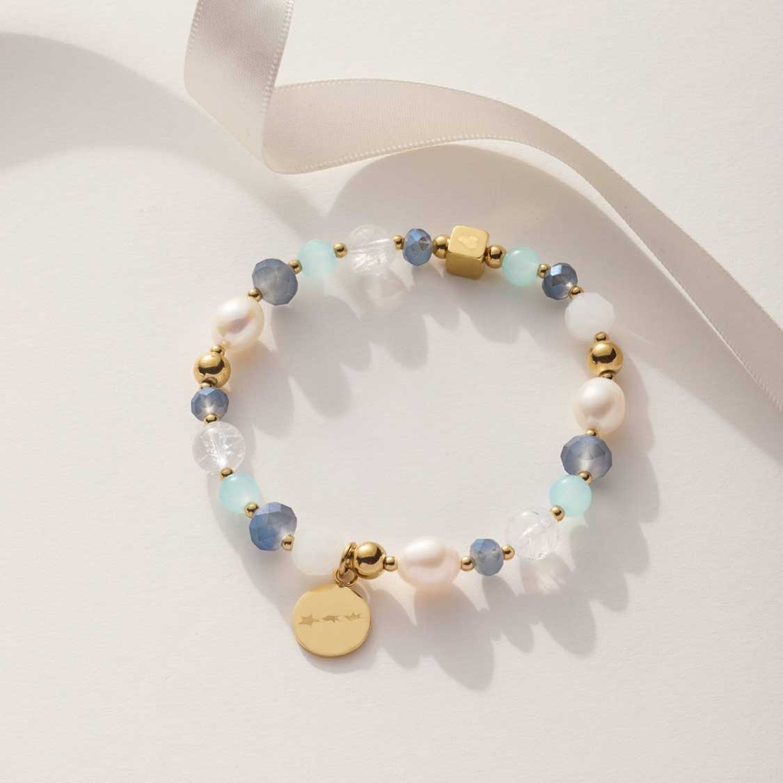 leonardo-hope-bracelet-dor-bleu-perle-lastique image 2